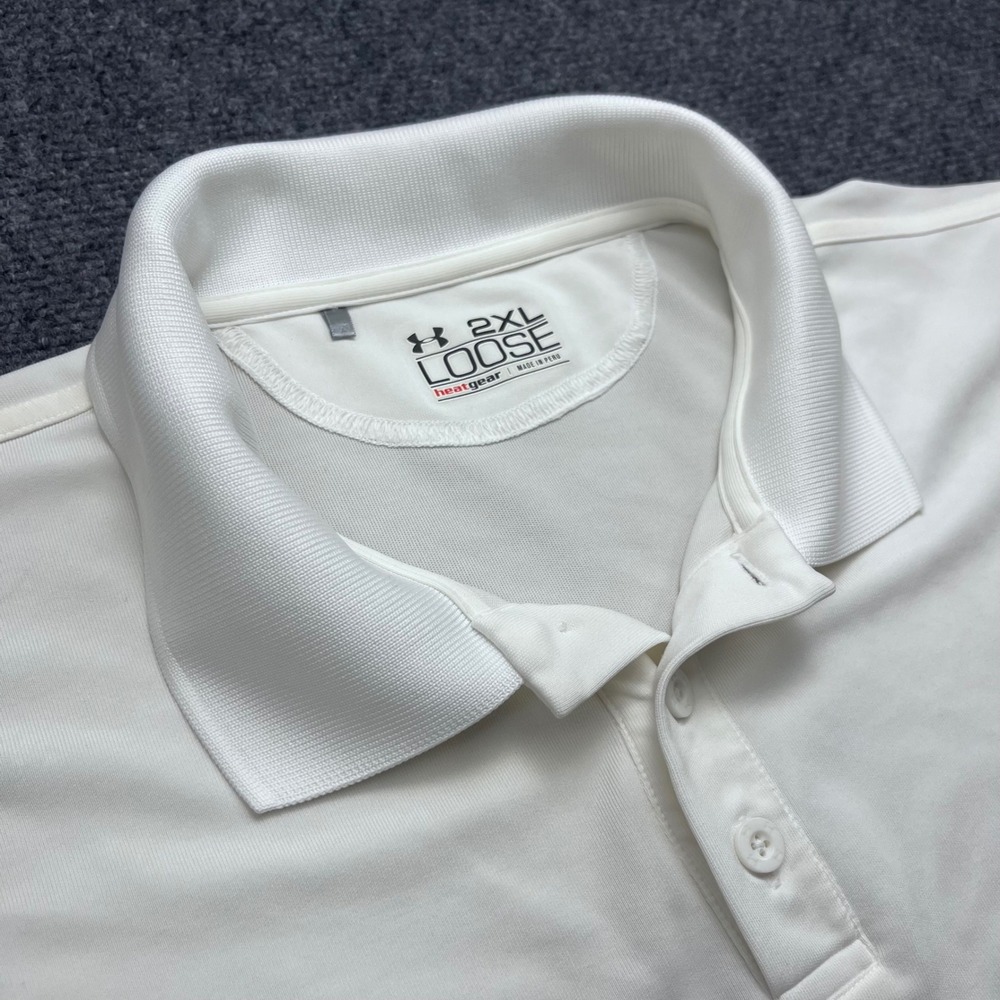 Under Armour HeatGear Performance Long Sleeve White Polo Shirt